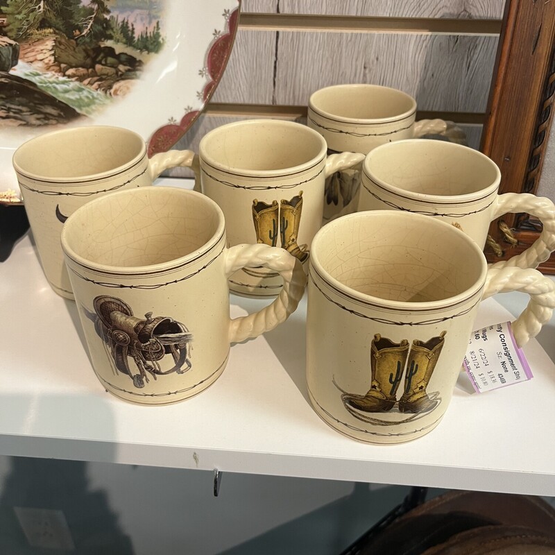 6 Western Mugs,