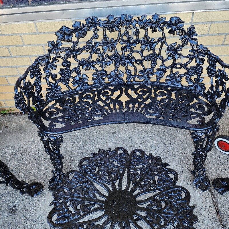 Antique Cast Iron Garden Set, Black, Size: 4 Pieces