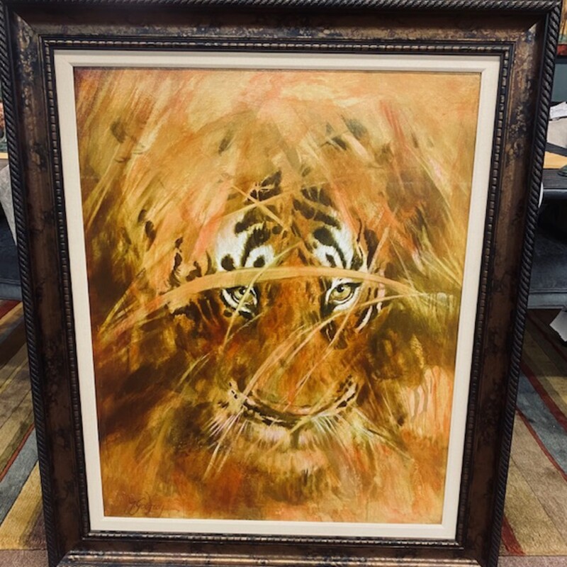 Godrey Bengal Tiger Art
Orange Brown Cream in Dark Brown Frame
Size: 38x45H
Artist Proof
Local Artist