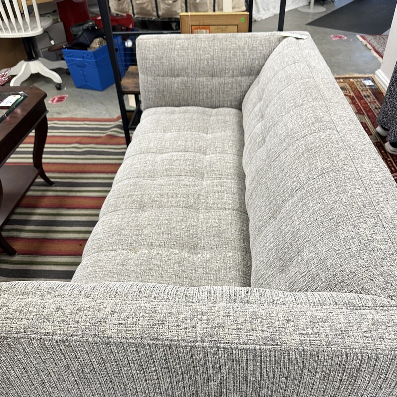 Mitchell Gold Tufted Sofa, Gray. No pillows included<br />
Size: 68in L