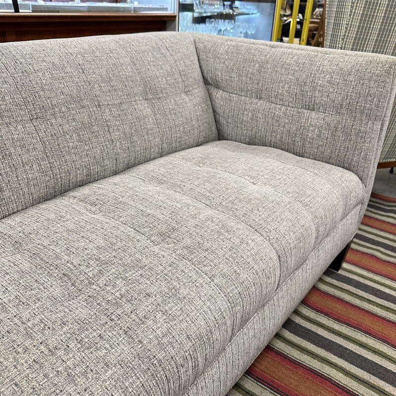 Mitchell Gold Tufted Sofa, Gray. No pillows included<br />
Size: 68in L