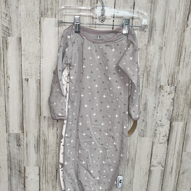 6/12M 2pk Grey Moon Gowns, Grey, Size: Girl 6-12m