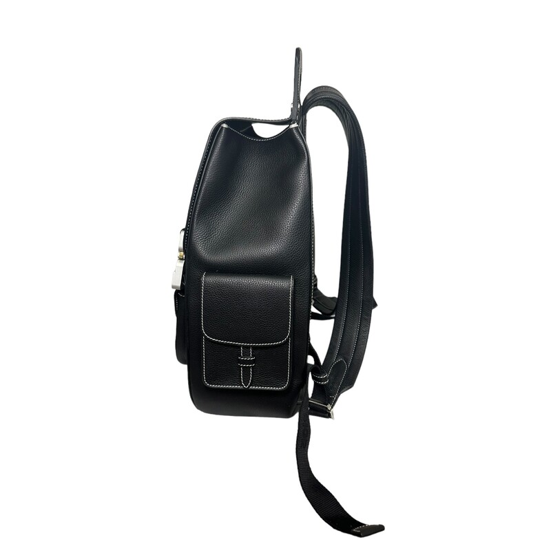 Dior Maxi Gallop Backpack, Black, Size: Maxi<br />
<br />
Dimensions: 33 x 47 x 13.5 cm / 13 x 18.5 x 5.5 inches (Length x Height x Width)<br />
Weight: 1.245 kg / 2.5 pounds<br />
<br />
The main compartment's size is suitable for a 15-inch laptop computer, A4 documents and a tablet.<br />
<br />
The Maxi Gallop backpack offers a modern and original take on the iconic Saddle codes. Crafted in black grained calfskin, it is embellished with aluminum buckles with the Christian Dior signature. The main compartment can hold all the essentials, while the front Saddle pocket and side flap pockets offer easy access to keys or headphones. The practical, maxi backpack will lend the finishing touch to any outfit.