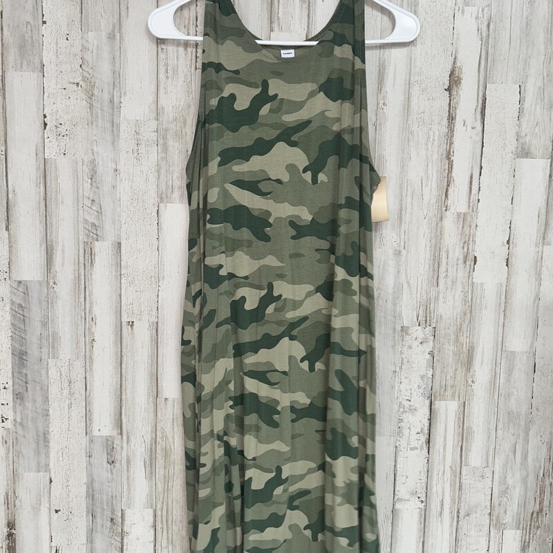 L Camo Print Tank Dress, Green, Size: Ladies L