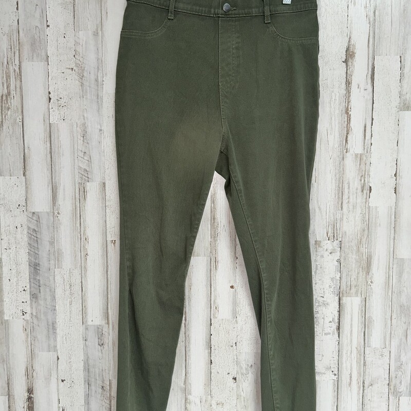 L Olive Pull On Jeggings, Green, Size: Ladies L