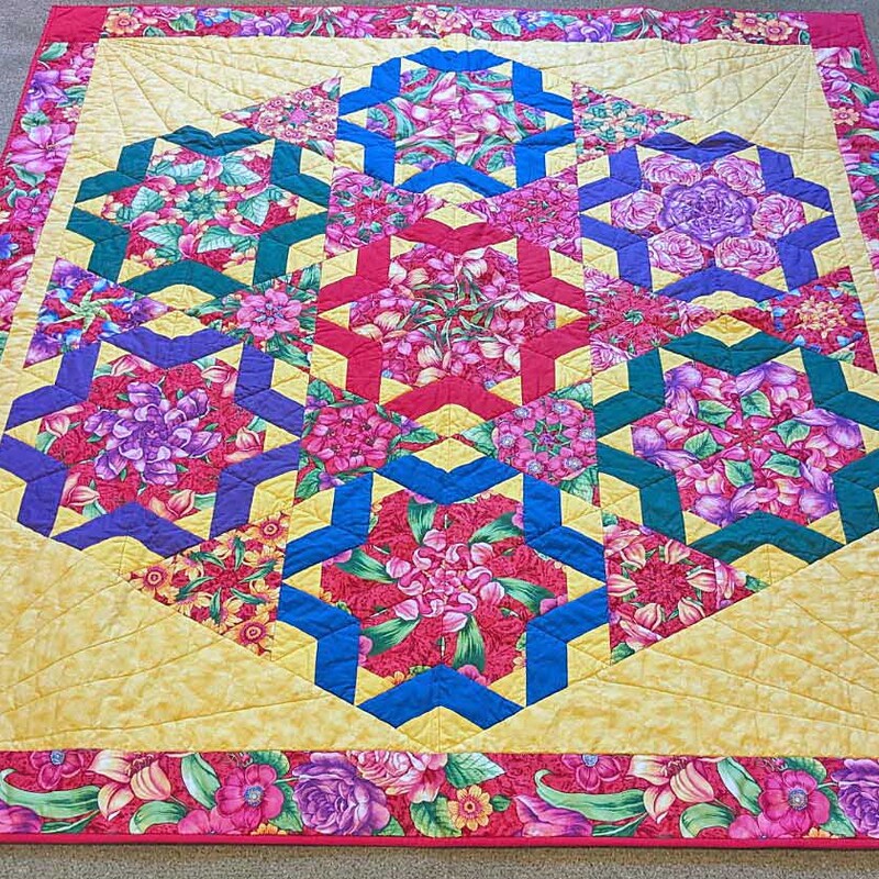 Hand Made Foral Quilted Throw
or Wall Hanging

Bright, vibrant colors!

58 In W x 62 In L
