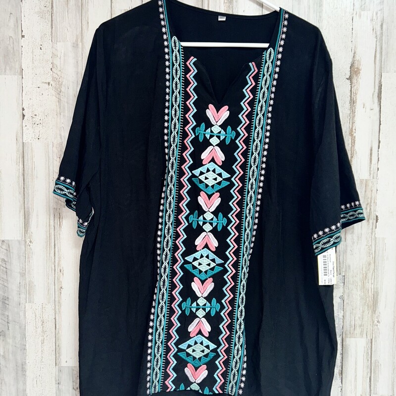 3X Black Embroidered Top