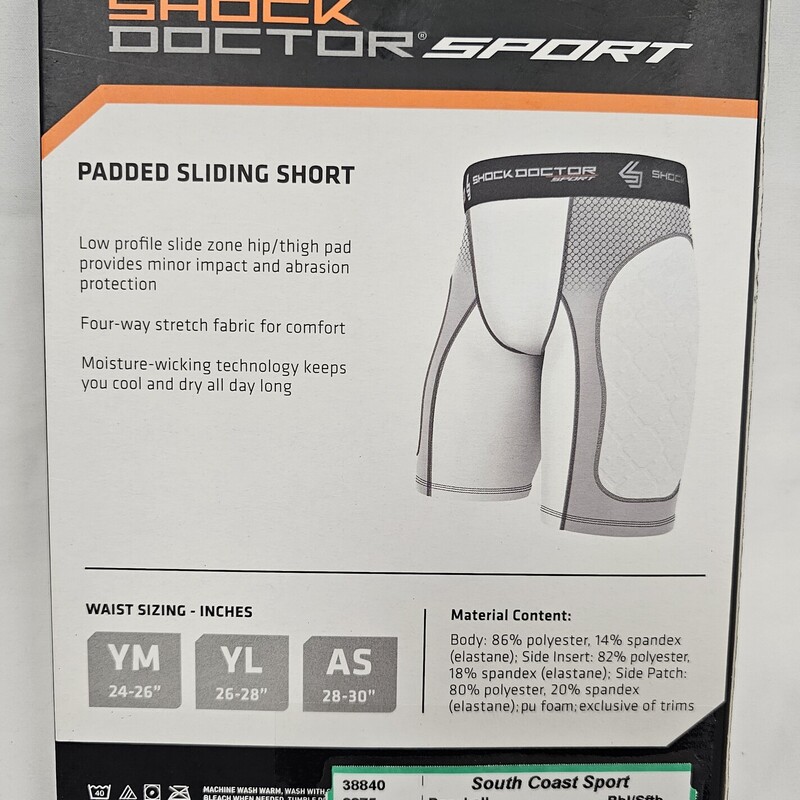 Shock Doctor Sliding Short, Bbl/Sftb, Size: Adult S