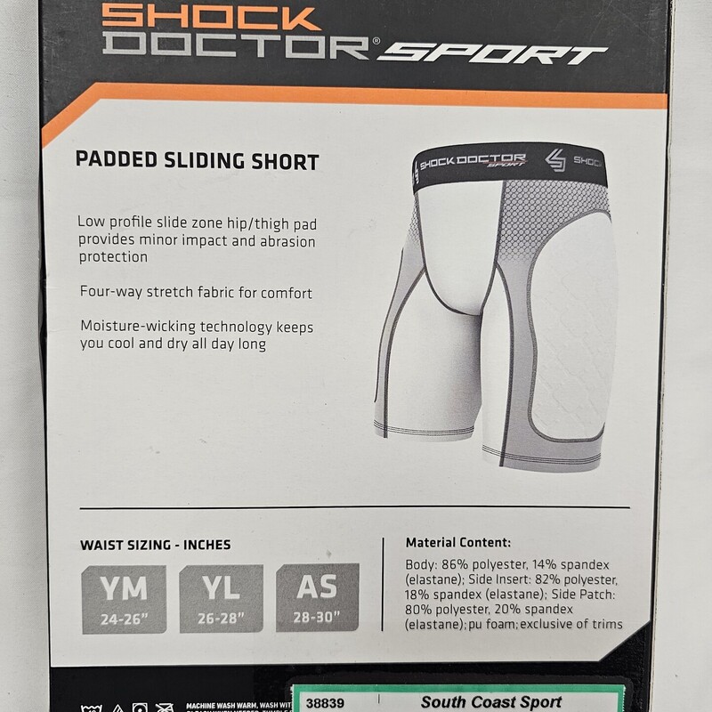 Shock Doctor Sliding Short, Bbl/Sftb, Size: Adult S
