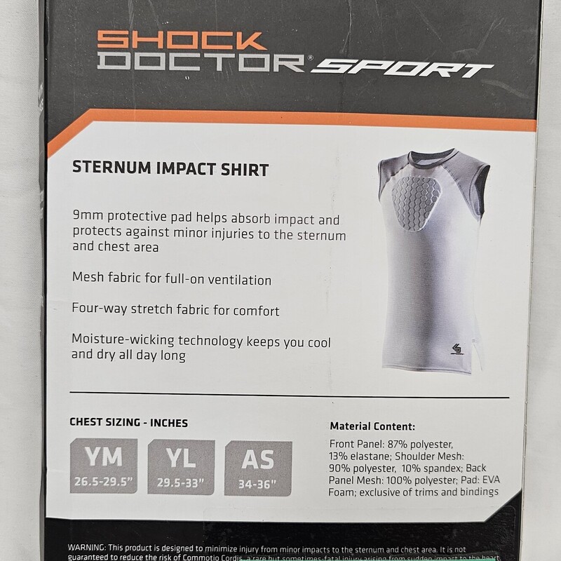 Shock Doctor Sternum Impact Shirt, Apparel, Size: Adult S