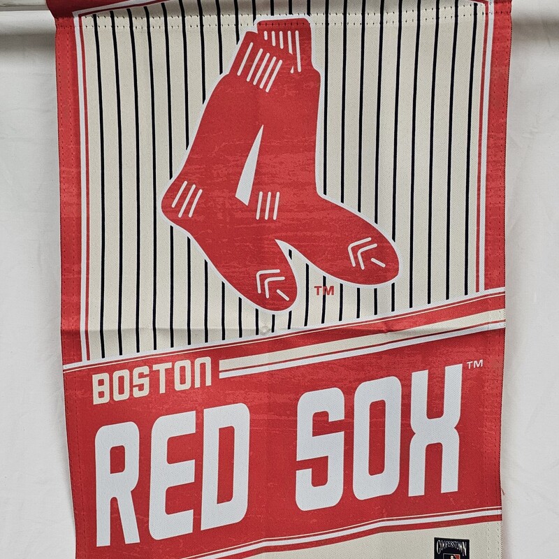 Boston Red Sox Garden Flag, Cooperstown Collection, 2 Sided Design, Size: 12.5in x 18in, Indoor and outdoor use, 100% polyester. 1.5in pole sleeve. Flag only.  New in package