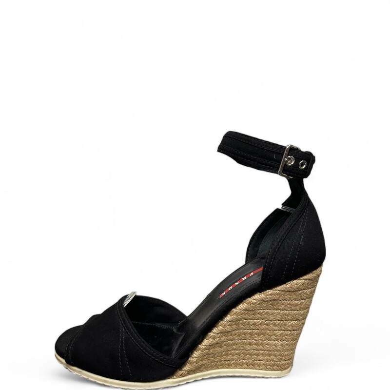 Prada Black Espadrilles, Black, Size: 41