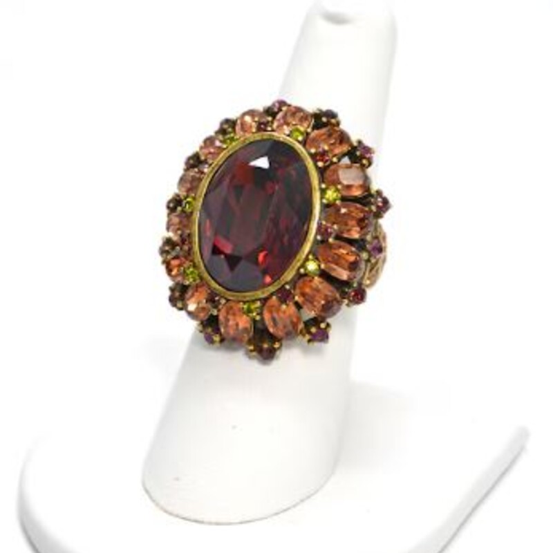 Heidi Daus Oval Burst Cocktail Ring
Gold Amber Purple Size: 8