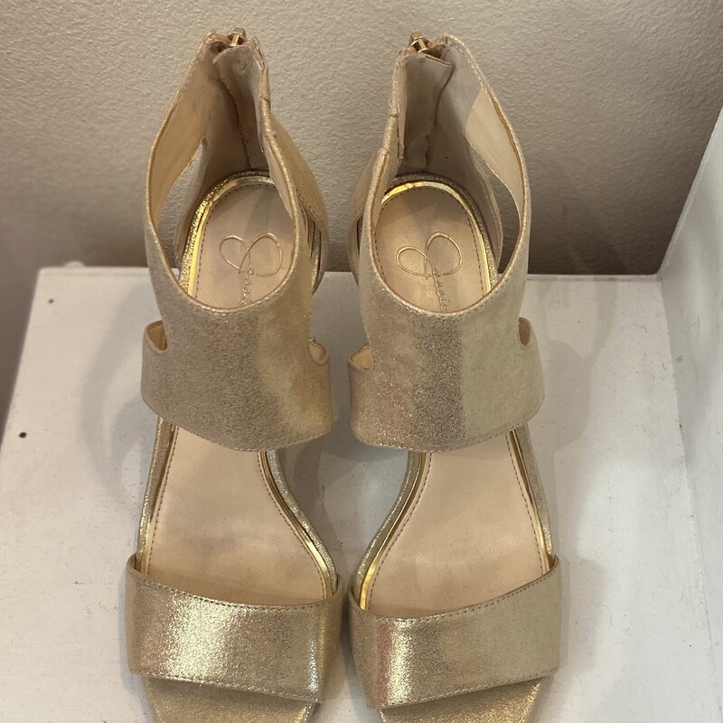 Gld Shimmer Zip Heel<br />
Gold<br />
Size: 8