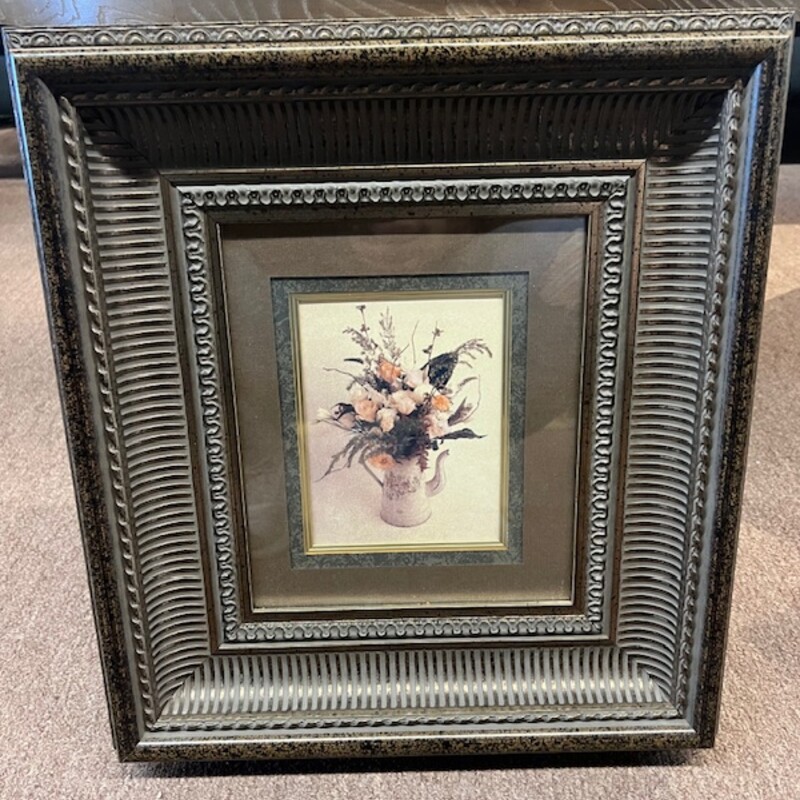 Ornate Frame & Matting Flowers in a Pitcher
Brown Gold Cream Green
Size: 16 x 17.5H