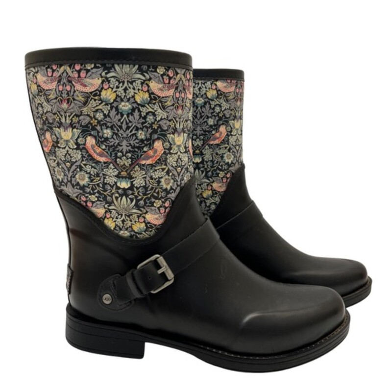 UGG Sivada Rain Boots
Strawberry Thief Pattern
Color: Black with Birds
Size: 7