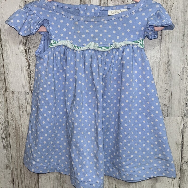 12M Blue Dotted Dress, Blue, Size: Girl 6-12m