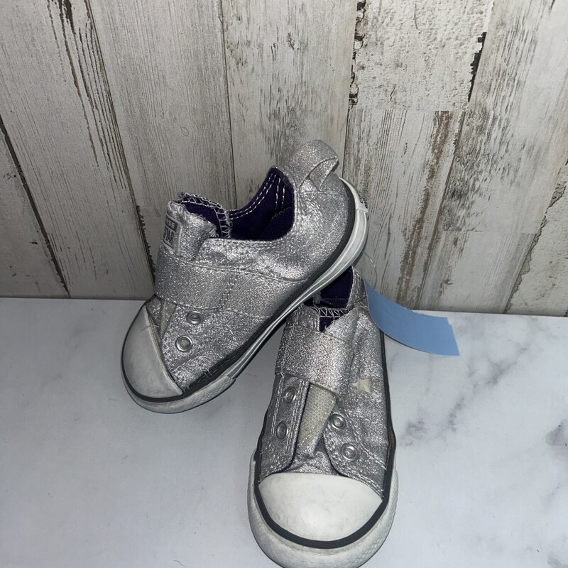 7 Silver Velcro Sneakers, Silver, Size: Shoes 7