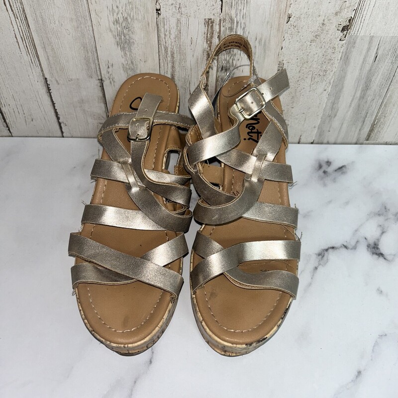 A7.5 Gold Strappy Wedges, Gold, Size: Shoes A7.5