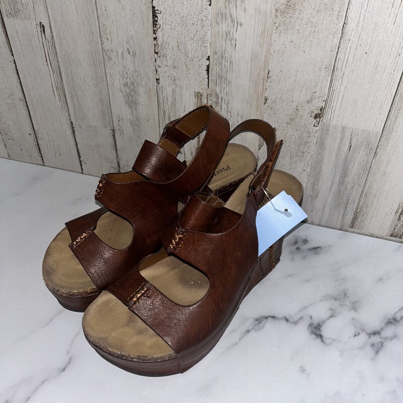 A7 Brown Strap Wedges