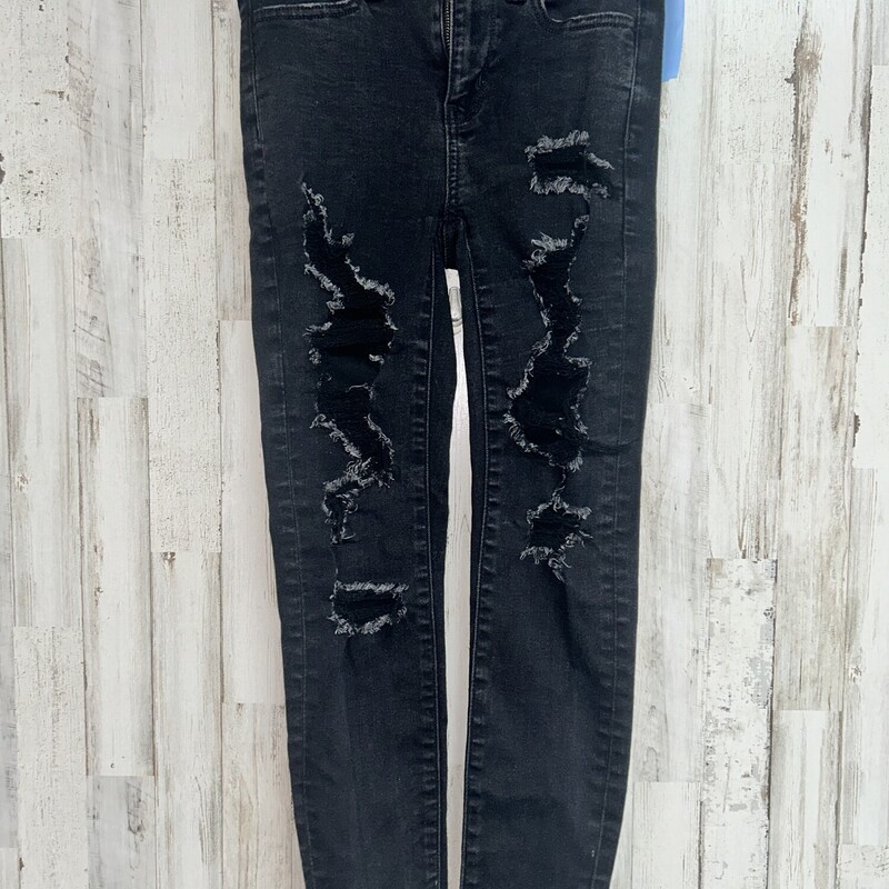Sz00 Black Distress Jeans, Black, Size: Ladies XS