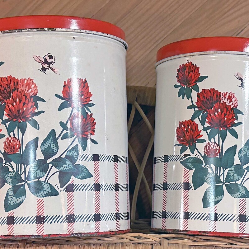 Pair of Small Vintage Clover Canisters