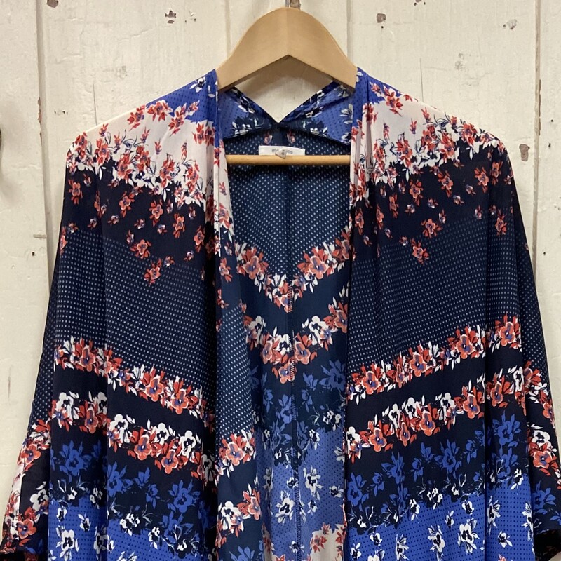 Blu/coral Floral Kimono