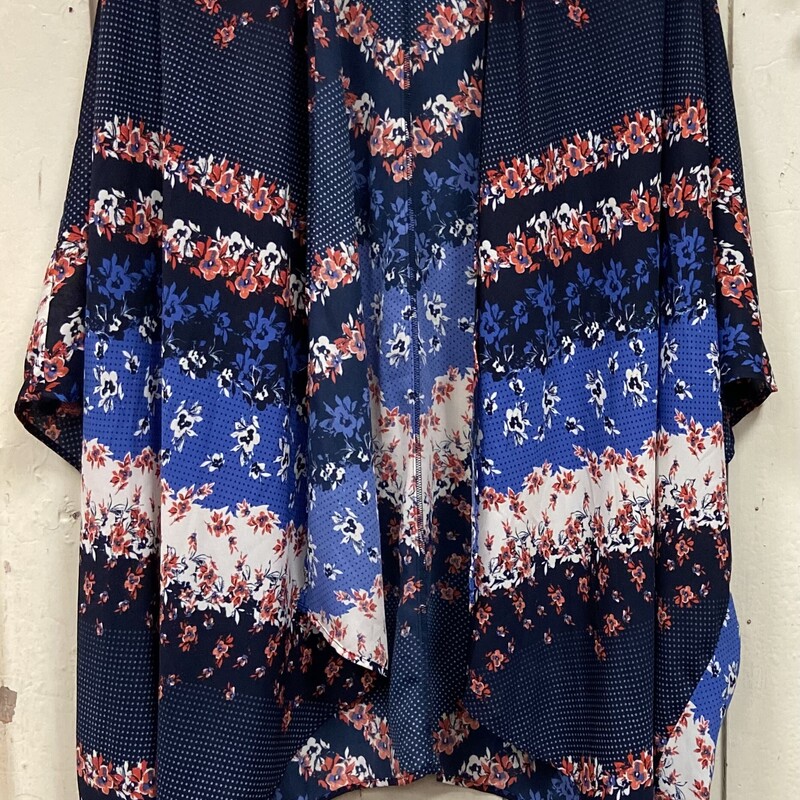 Blu/coral Floral Kimono