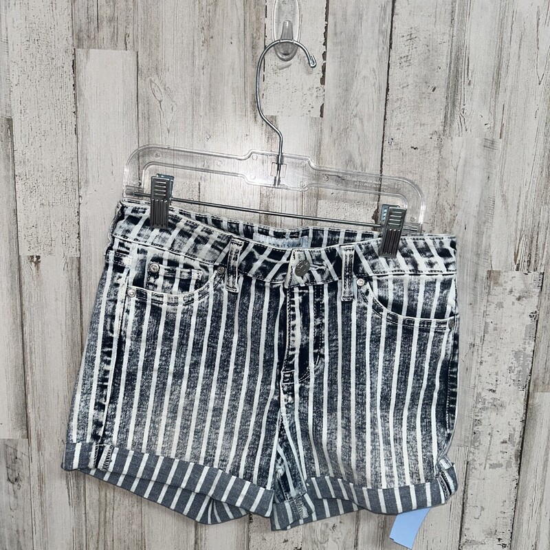 12 Striped Cuff Shorts, Blue, Size: Girl 10 Up