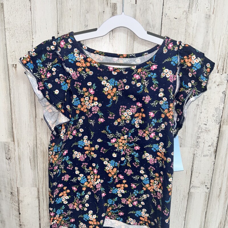 8/10 Navy Floral Ruffle T, Navy, Size: Girl 7/8