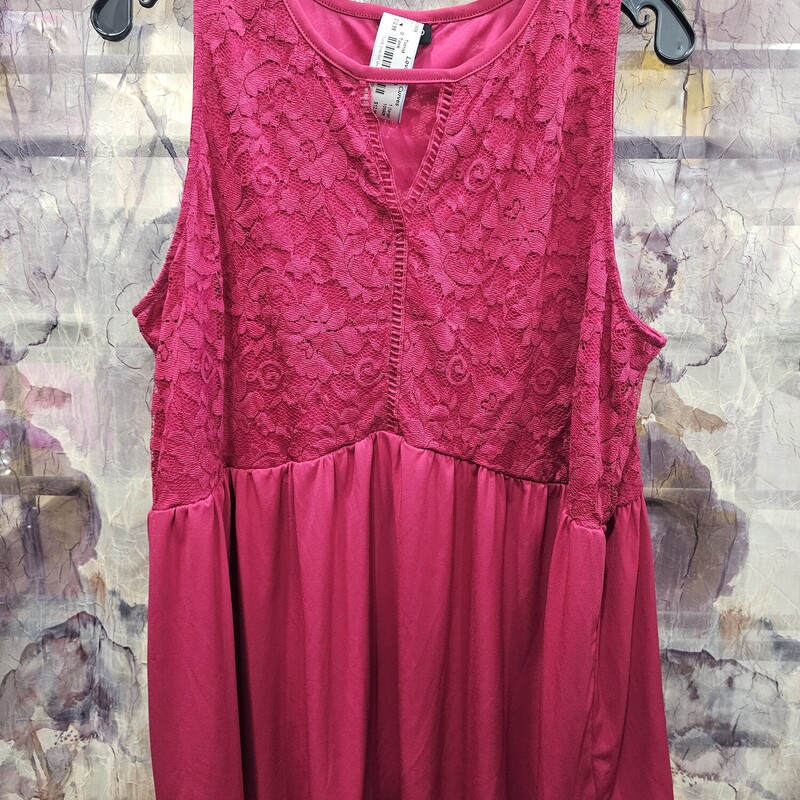 Tank style top in burgandy with lace and just beauty.