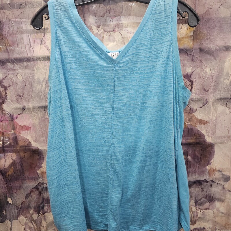Blue tank with a distressed look on the front panel.