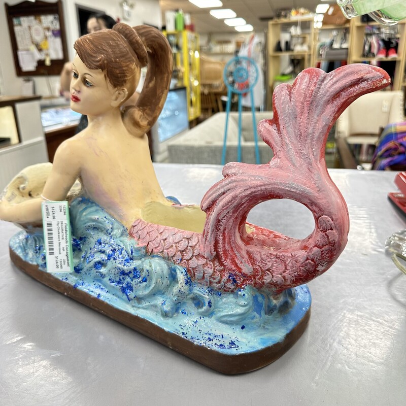 Vintage Hand Painted Chalkware Mermaid<br />
Size: 22in