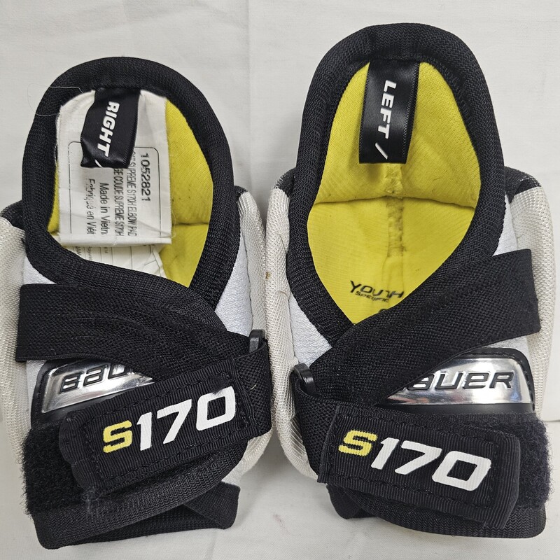 Bauer Supreme S170 Youth Hockey Elbow Pads, Size: Yth M, pre-owned in good condition.