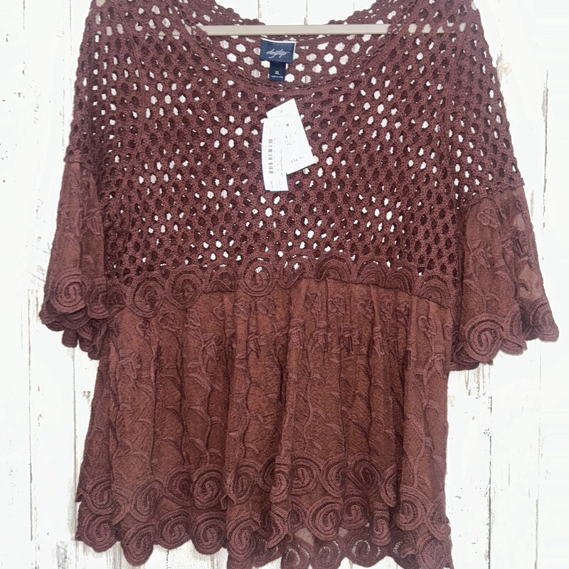 NEW XL Brown Knit Top, Brown, Size: Ladies XL