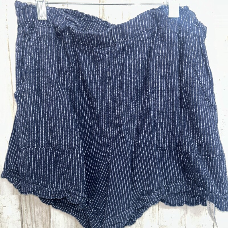 M Navy Striped Shorts, Blue, Size: Ladies M