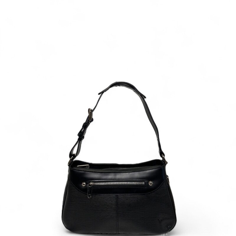 Louis Vuitton Turenne, Black, Size: PM
Material: Black Epi leather with smooth leather trim
Production Year: 2007
Date Code: MI1047
Measurements: 13 L x 5 W x 6.5 H