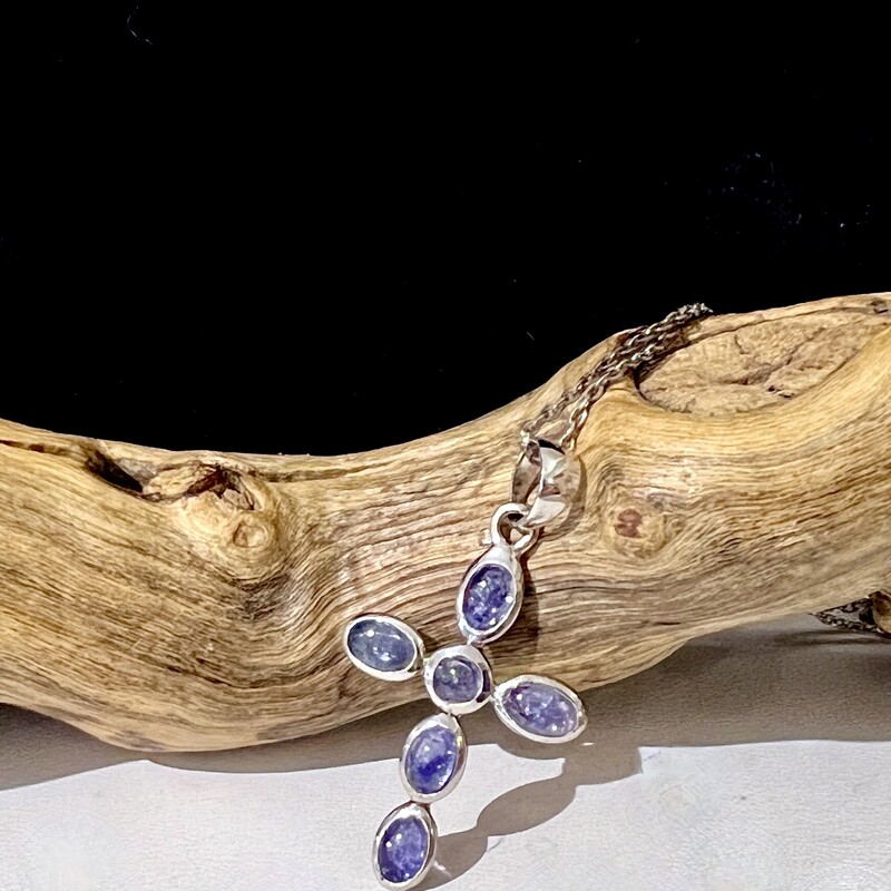 Sterling purple cross necklace