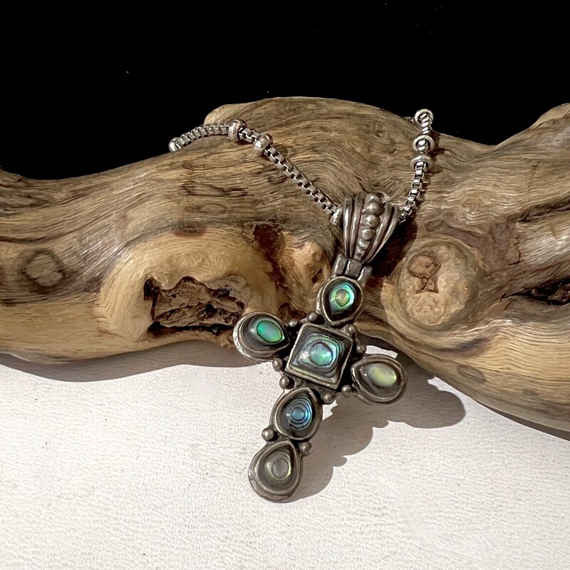 Sterling necklace with abalone cross