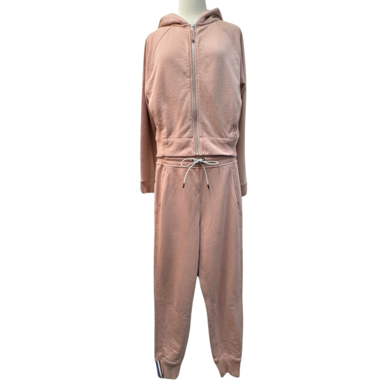 Kit And Ace 2 Piece Active Set<br />
Top Has Zipper Closure and Hood<br />
Pants are Jogger Style<br />
Color: Blush<br />
Size: Small