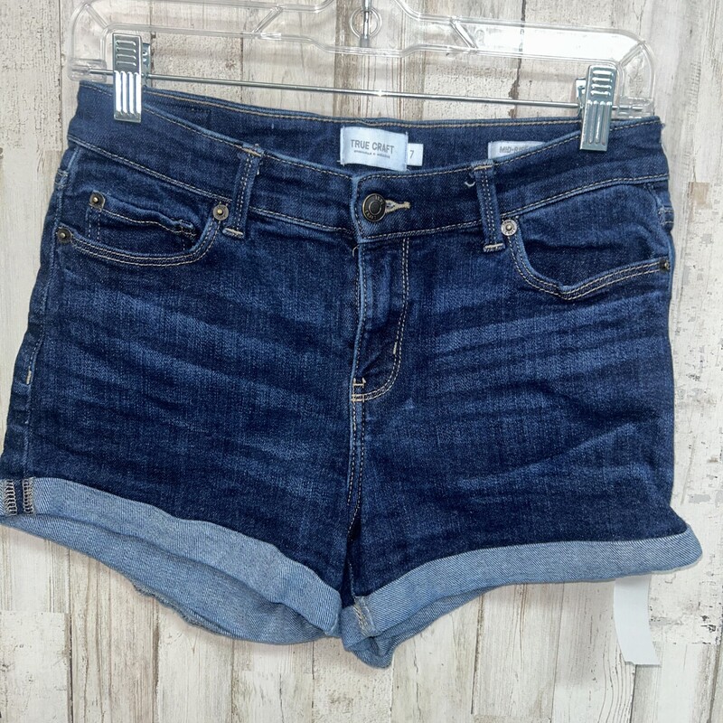 Sz7 Dark Cuff Shorts, Blue, Size: Ladies M