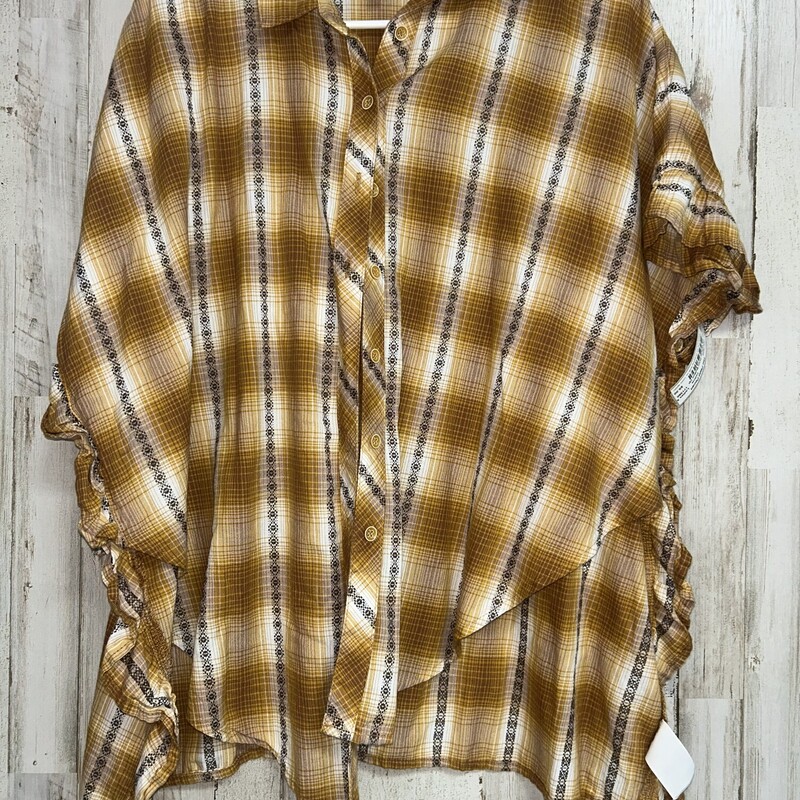 XS Yellow Print Button Up