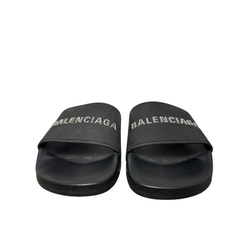 Balenciaga Pool Slides, Black, Size: 10