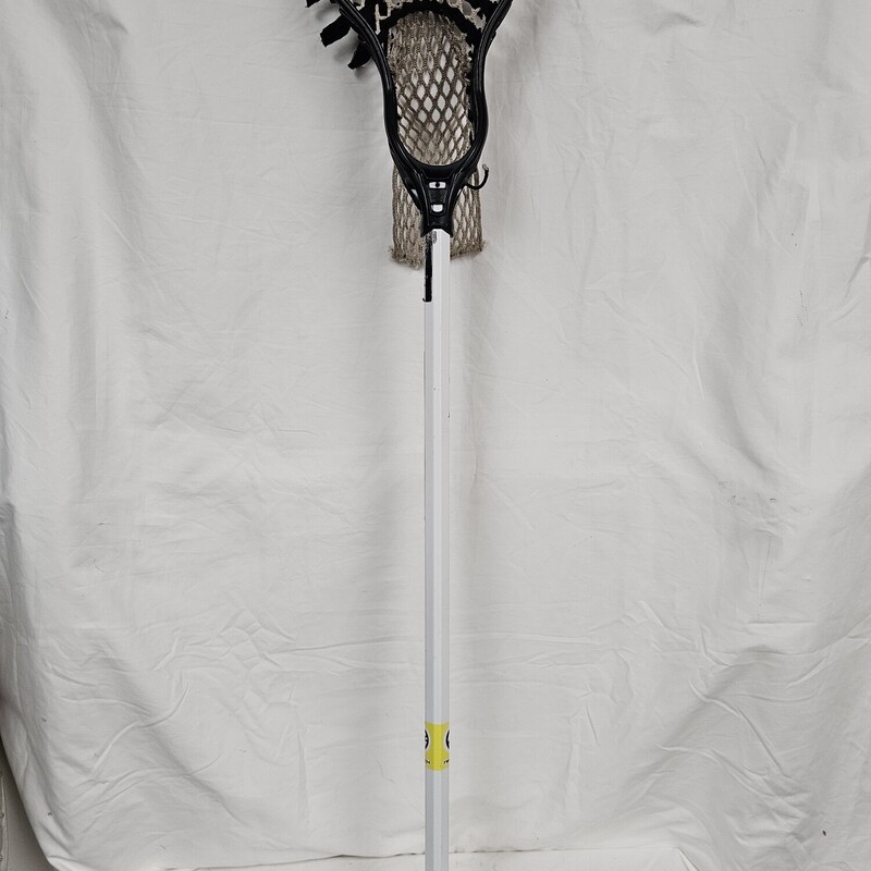 Nike Lakota HS Head
Semi-Soft Mesh
Maverik Bolt 7000 Series 30in Aluminum Alloy Shaft
Size: Mens
Head Color: Black
Mesh Color: White
String/Lace Color: Black
Shaft Color: White
Pre-Owned: Excellent Condition
Head is in excellent condition w/ only a small amount of wear on scoop.
Mesh, strings, and laces are in great shape w/ only minimal wear on top string.
Shaft is in excellent condition.  Straight w/ only a small amount of paint chipping near head.