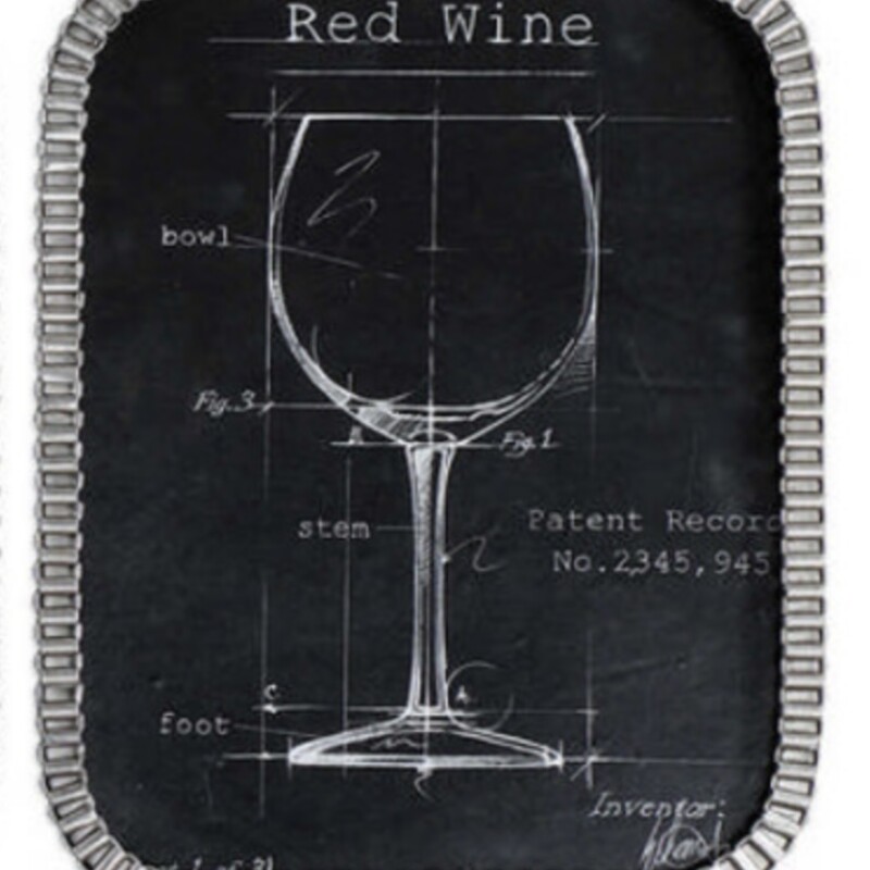 Uttermost Red Wine Blueprint in Metal Frame
Gray White Silver Size: 15 x 20.5H
Decanter print sold separately