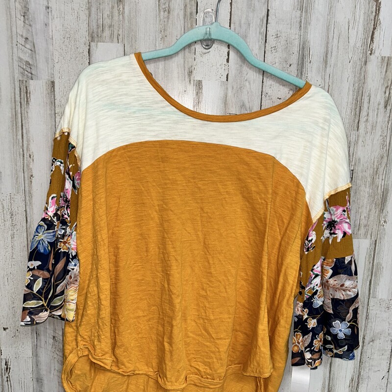 S Mustard Floral Top, Yellow, Size: Ladies L