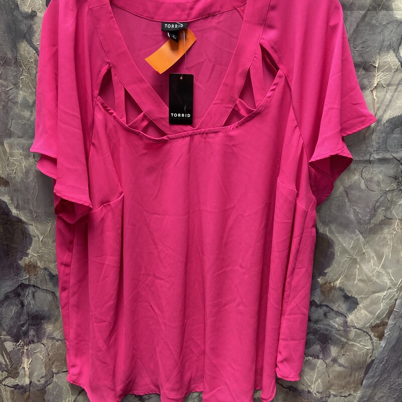 Brand new with tags and retails for $40 this short sleeve bright pink blouse is a wardrobe staple piece.