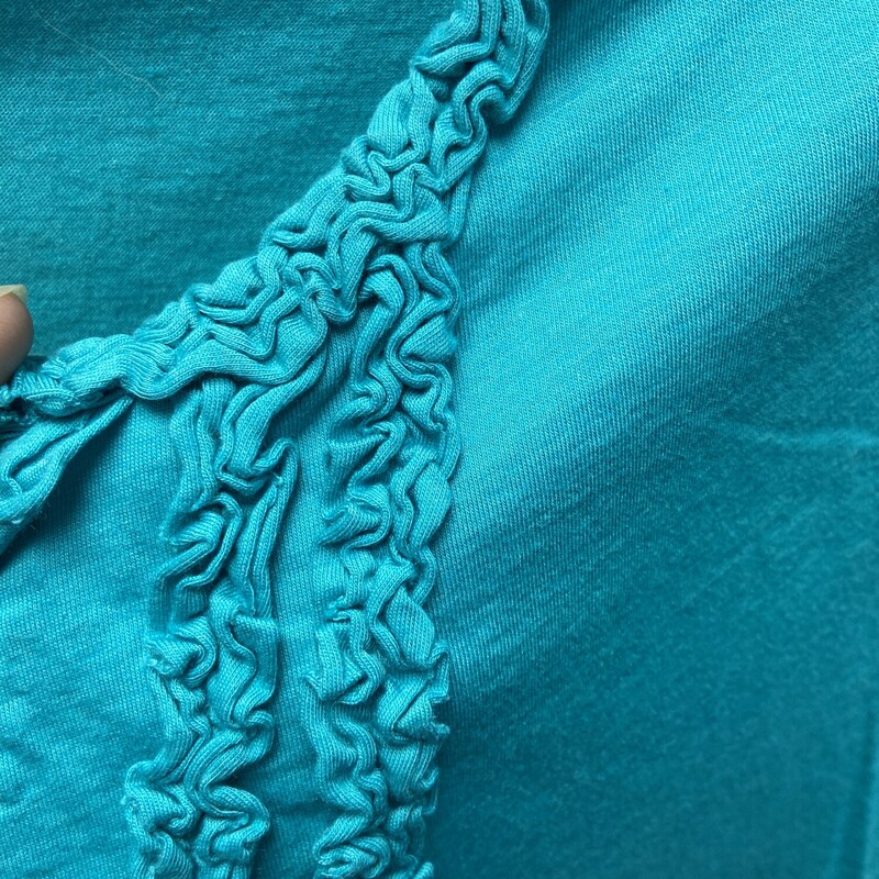 Short sleeve knit top in teal with embellished front
