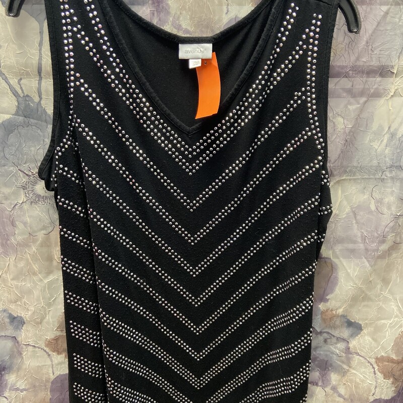 Knit tank in black with silver studding on the front