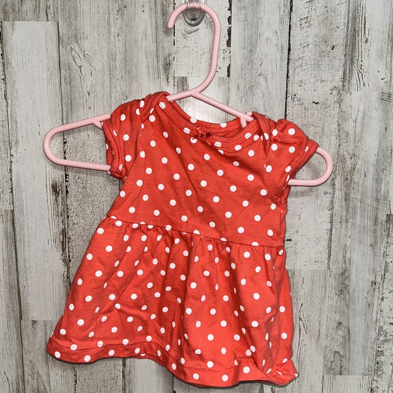 NB Coral Dotted Top, Coral, Size: Girl NB-3m